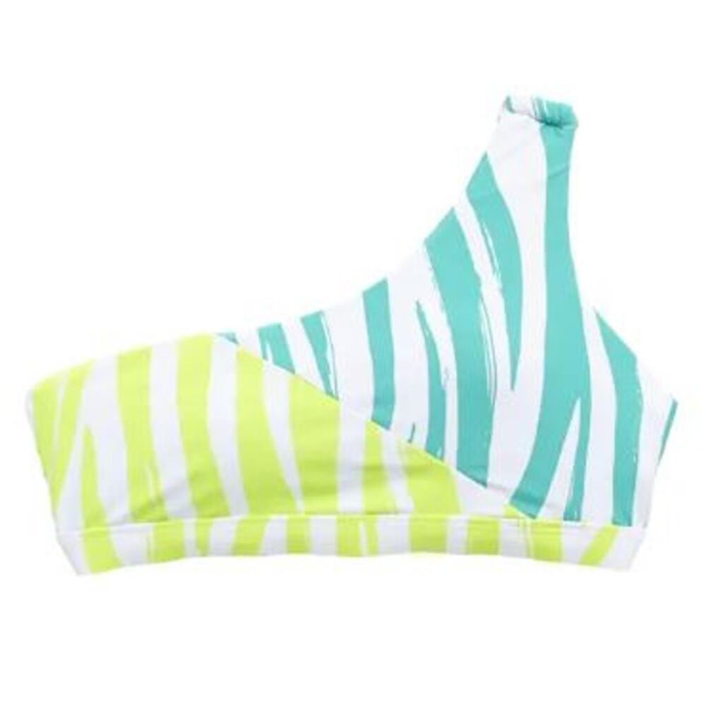 Beach Lingo Lime Asymmetrical Siena Beach Stripe Swim Midkini Top NWT Size 16